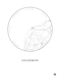 Affiche Golf D Etretat – Poster carte de ville 10km | Gravura – Fond clair