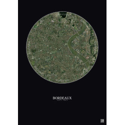 Affiche Bordeaux – Poster vue satellite 5km Couleur | Gravura – Fond foncé