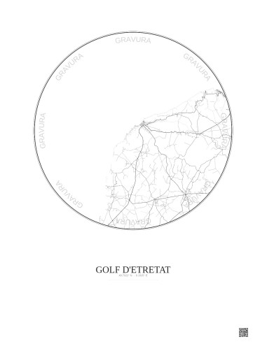 Affiche Golf D Etretat – Poster carte de ville 10km | Gravura – Fond clair