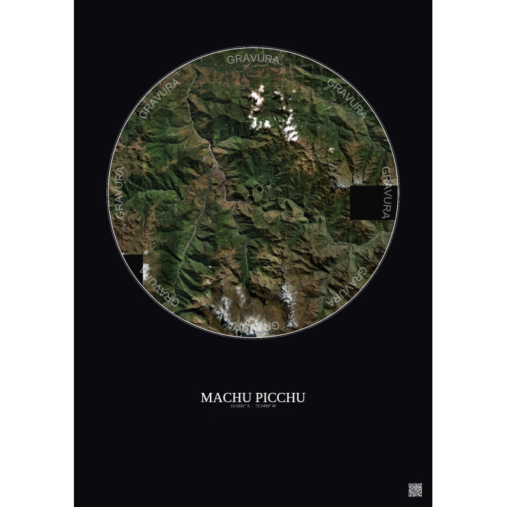 Affiche Machu Picchu – Poster vue satellite 20km Couleur | Gravu