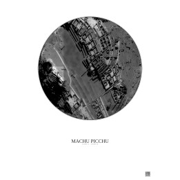 Affiche Machu Picchu – Poster vue satellite 0.1km N&B | Gravura 