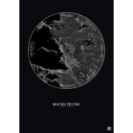 Affiche Machu Picchu – Poster vue satellite 0.5km N&B | Gravura 