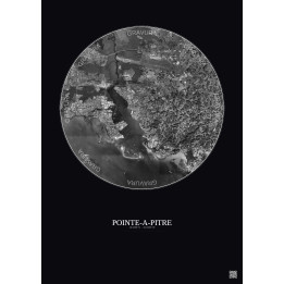 Affiche Pointe A Pitre – Poster vue satellite 5km N&B | Gravura – Fond foncé