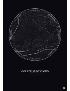 Golf De Saint Cloud City Map Poster 2.5km | Gravura – Dark background