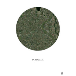 Affiche Bordeaux – Poster vue satellite 5km Couleur | Gravura – Fond clair