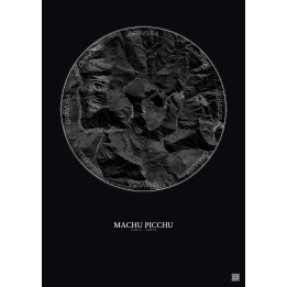 Affiche Machu Picchu – Poster vue satellite 5km N&B | Gravura – 