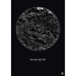 Affiche Machu Picchu – Poster vue satellite 10km N&B | Gravura –