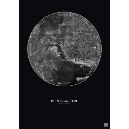 Affiche Pointe A Pitre – Poster vue satellite 10km N&B | Gravura – Fond foncé