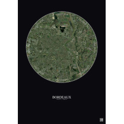 Affiche Bordeaux – Poster vue satellite 10km Couleur | Gravura – Fond foncé