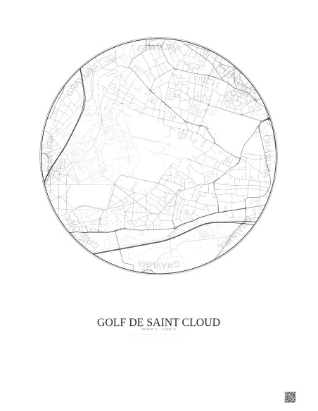 Golf De Saint Cloud City Map Poster 2.5km | Gravura – Light background