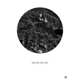 Affiche Machu Picchu – Poster vue satellite 20km N&B | Gravura –