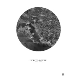 Affiche Pointe A Pitre – Poster vue satellite 5km N&B | Gravura – Fond clair