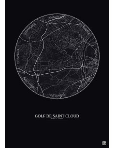 Golf De Saint Cloud City Map Poster 5km | Gravura – Dark background