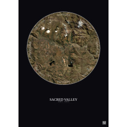 Sacred Valley Satellite View Poster 20km Color | Gravura – Dark 