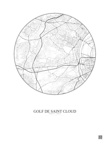 Affiche Golf De Saint Cloud – Poster carte de ville 5km | Gravura – Fond clair