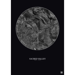 Affiche Sacred Valley – Poster vue satellite 5km N&B | Gravura –