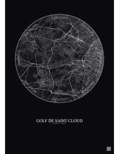 Affiche Golf De Saint Cloud – Poster carte de ville 10km | Gravura – Fond foncé