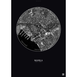 Affiche Manila – Poster vue satellite 2.5km N&B | Gravura – Fond
