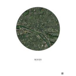 Affiche Rouen – Poster vue satellite 2.5km Couleur | Gravura – Fond clair