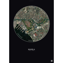 Manila Satellite View Poster 2.5km Color | Gravura – Dark backgr