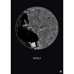 Affiche Manila – Poster vue satellite 6km N&B | Gravura – Fond f