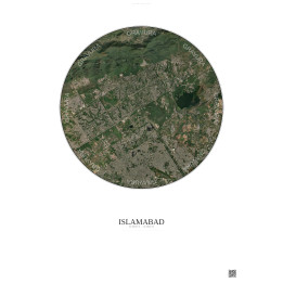 Affiche Islamabad – Poster vue satellite 10km Couleur | Gravura 