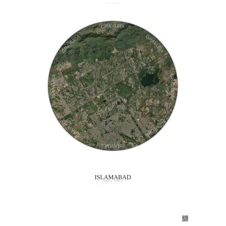 Affiche Islamabad – Poster vue satellite 10km Couleur | Gravura 