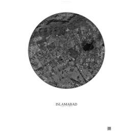 Affiche Islamabad – Poster vue satellite 10km N&B | Gravura – Fo