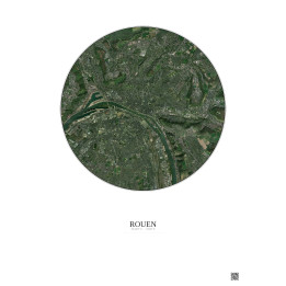 Affiche Rouen – Poster vue satellite 5km Couleur | Gravura – Fond clair