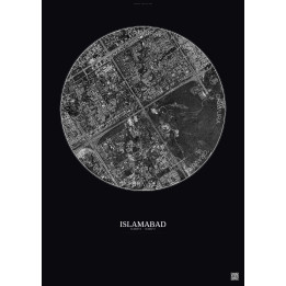 Affiche Islamabad – Poster vue satellite 2.5km N&B | Gravura – F