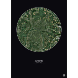 Affiche Rouen – Poster vue satellite 10km Couleur | Gravura – Fond foncé