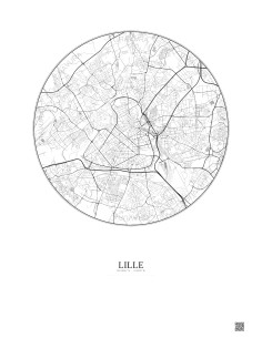 Lille City Map Poster 5km | Gravura – Light background