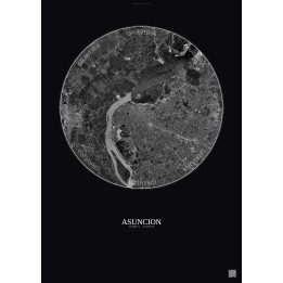 Affiche Asuncion – Poster vue satellite 10km N&B | Gravura – Fon