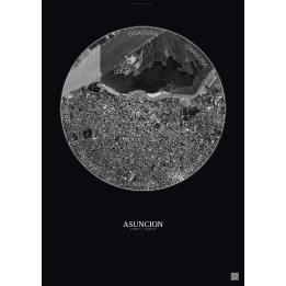 Affiche Asuncion – Poster vue satellite 2.5km N&B | Gravura – Fo