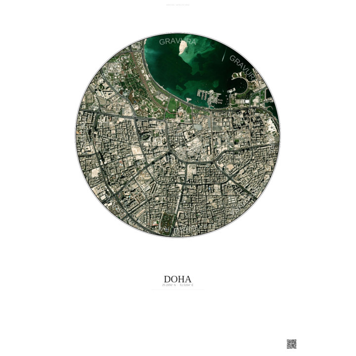 Affiche Doha – Poster vue satellite 2.5km Couleur | Gravura – Fo