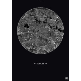 Affiche Bucharest – Poster vue satellite 10km N&B | Gravura – Fo
