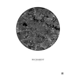 Affiche Bucharest – Poster vue satellite 10km N&B | Gravura – Fo