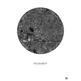 Affiche Bucharest – Poster vue satellite 2.5km N&B | Gravura – F