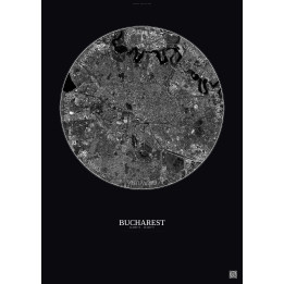Affiche Bucharest – Poster vue satellite 6km N&B | Gravura – Fon