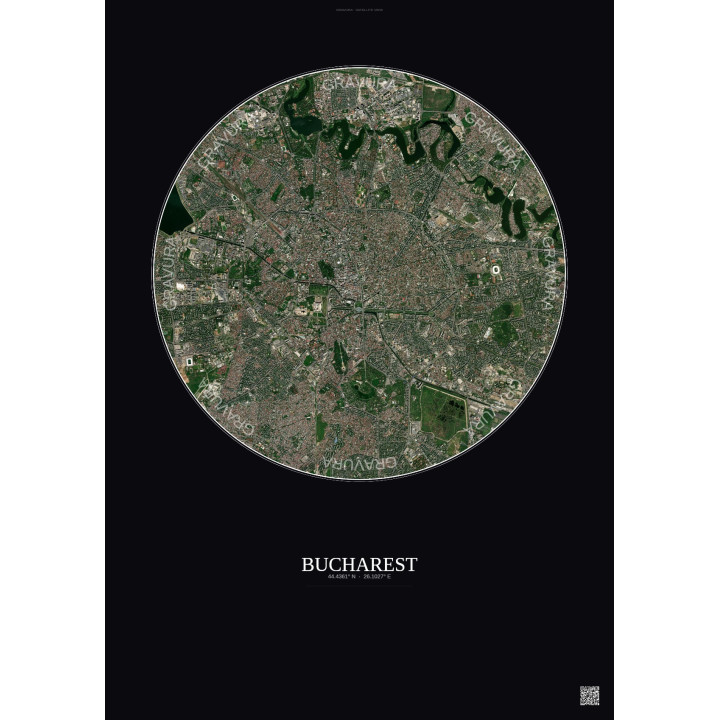 Affiche Bucharest – Poster vue satellite 6km Couleur | Gravura –