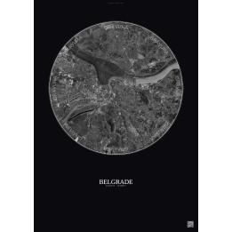 Affiche Belgrade – Poster vue satellite 10km N&B | Gravura – Fon