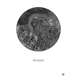Affiche Belgrade – Poster vue satellite 2.5km N&B | Gravura – Fo