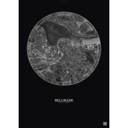 Affiche Belgrade – Poster vue satellite 6km N&B | Gravura – Fond