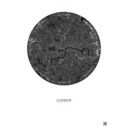 Affiche London – Poster vue satellite 10km N&B | Gravura – Fond clair