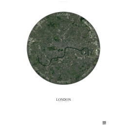Affiche London – Poster vue satellite 10km Couleur | Gravura – Fond clair