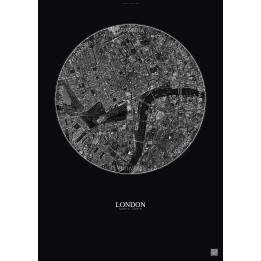 Affiche London – Poster vue satellite 2.5km N&B | Gravura – Fond foncé