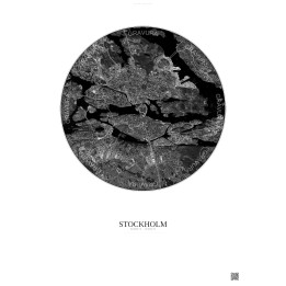 Affiche Stockholm – Poster vue satellite 6km N&B | Gravura – Fon