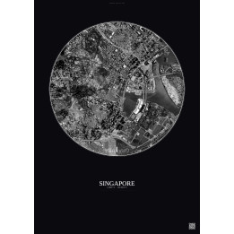 Affiche Singapore – Poster vue satellite 2.5km N&B | Gravura – F