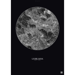 Affiche Ljubljana – Poster vue satellite 10km N&B | Gravura – Fo