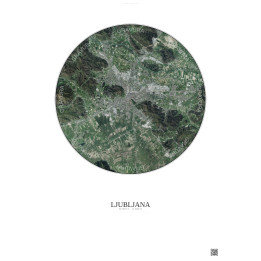 Affiche Ljubljana – Poster vue satellite 10km Couleur | Gravura 